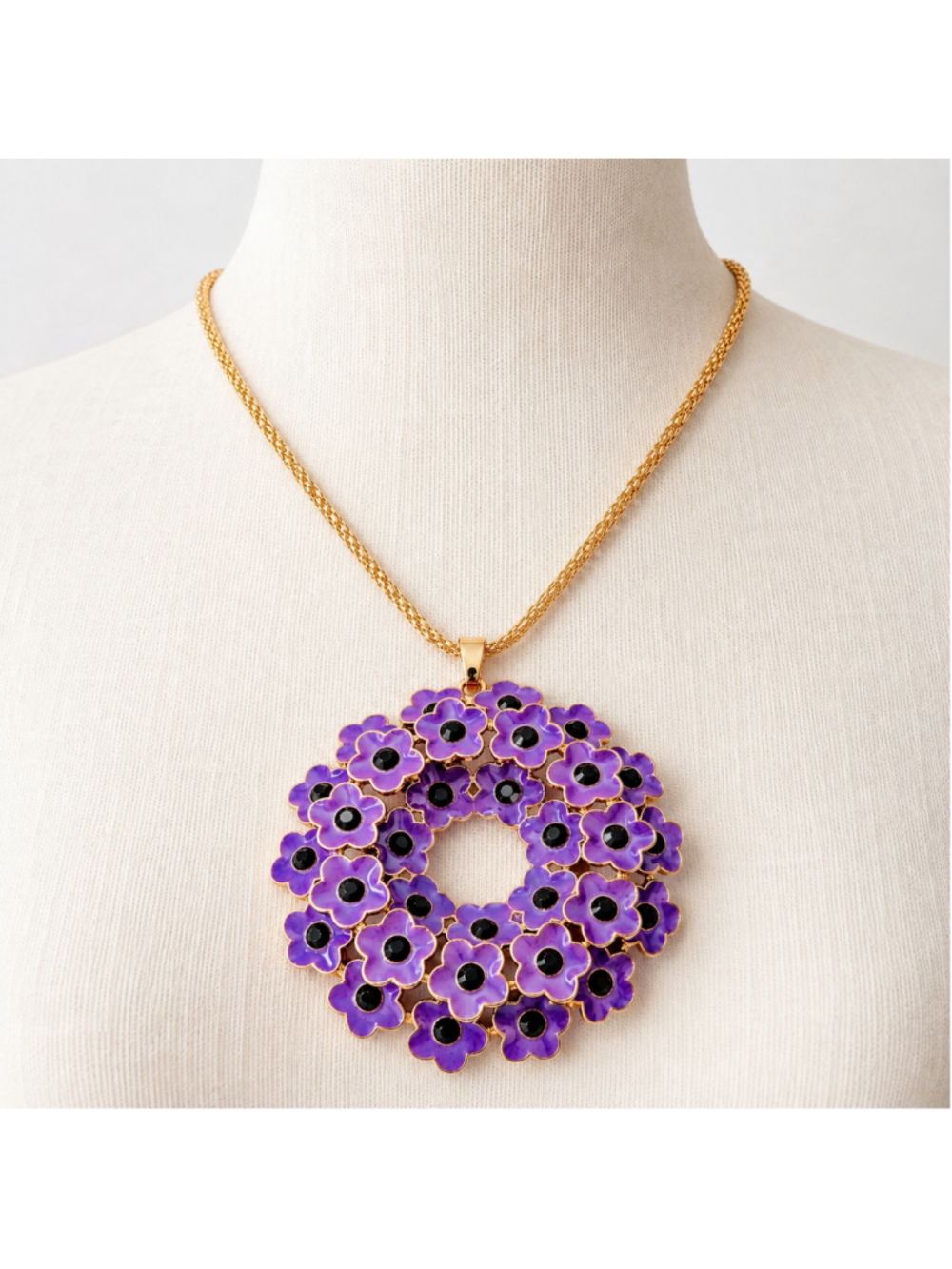 Betsey Johnson purple floral statement necklace